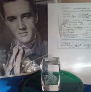 Elvis Collection Copy Birth Certificate, Picture And Glass Prism Only
